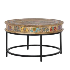 Wohnen Designermöbel*Orient Style Couchtisch mit Elefanten farbenfroh bemalt - Tabacho
