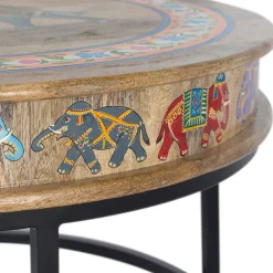 Wohnen Designermöbel*Orient Style Couchtisch mit Elefanten farbenfroh bemalt - Tabacho