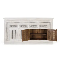 Wohnen Orient Style Sideboard aus Mangoholz White Wash - Capo