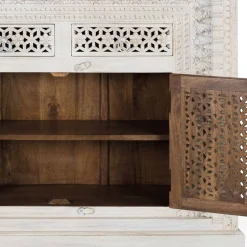 Wohnen Orient Style Sideboard aus Mangoholz White Wash - Capo