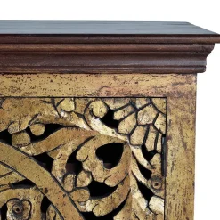 Wohnen Oriental Design Sideboard in Gold und Walnussbraun - Roswito