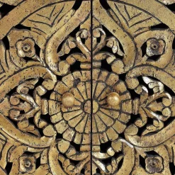 Wohnen Oriental Design Sideboard in Gold und Walnussbraun - Roswito