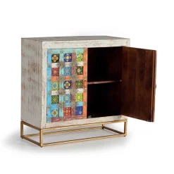 Wohnen Orientalische Möbel*Oriental Design Türen-Kommode in Holz White Wash - Jula