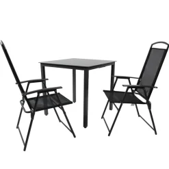 Wohnen Outdoor Essgruppe mit zwei Klappstühlen - Saridio (dreiteilig)