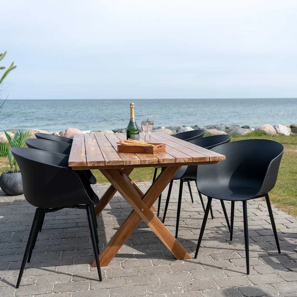Wohnen Outdoor Sitzgruppe mit Schalenstühlen - Biniamo (siebenteilig)