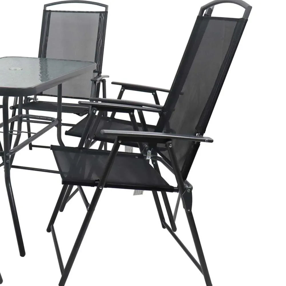 Wohnen Glasmöbel|Balkonmöbel*Outdoor Tisch & Klappstühle Set - Alcamo (siebenteilig)