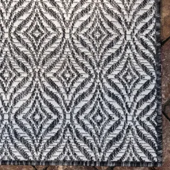 Wohnen Outdoorteppich mit Muster in Dunkelgrau Creme - Bird