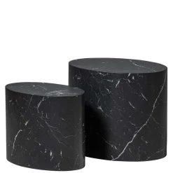 Wohnen Schwarze Möbel|Küchentische*Ovale Beistelltische als Paar - Geneke (zweiteilig)