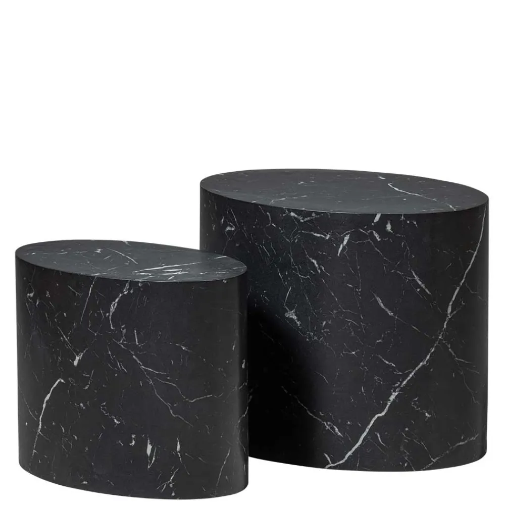 Wohnen Schwarze Möbel|Küchentische*Ovale Beistelltische als Paar - Geneke (zweiteilig)