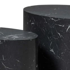 Wohnen Schwarze Möbel|Küchentische*Ovale Beistelltische als Paar - Geneke (zweiteilig)