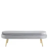 Wohnen Esszimmerbänke|Sitzbank*Ovale Bettbank in Hellgrau Samtstoff - Baily