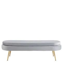 Wohnen Esszimmerbänke|Sitzbank*Ovale Bettbank in Hellgrau Samtstoff - Baily