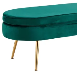 Wohnen Ovale Retro Polsterbank in Grün & Gold - Lord
