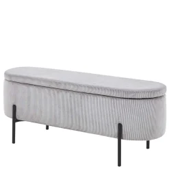 Wohnen Ovale Truhenbank mit Cord Bezug in Hellgrau - Marcez