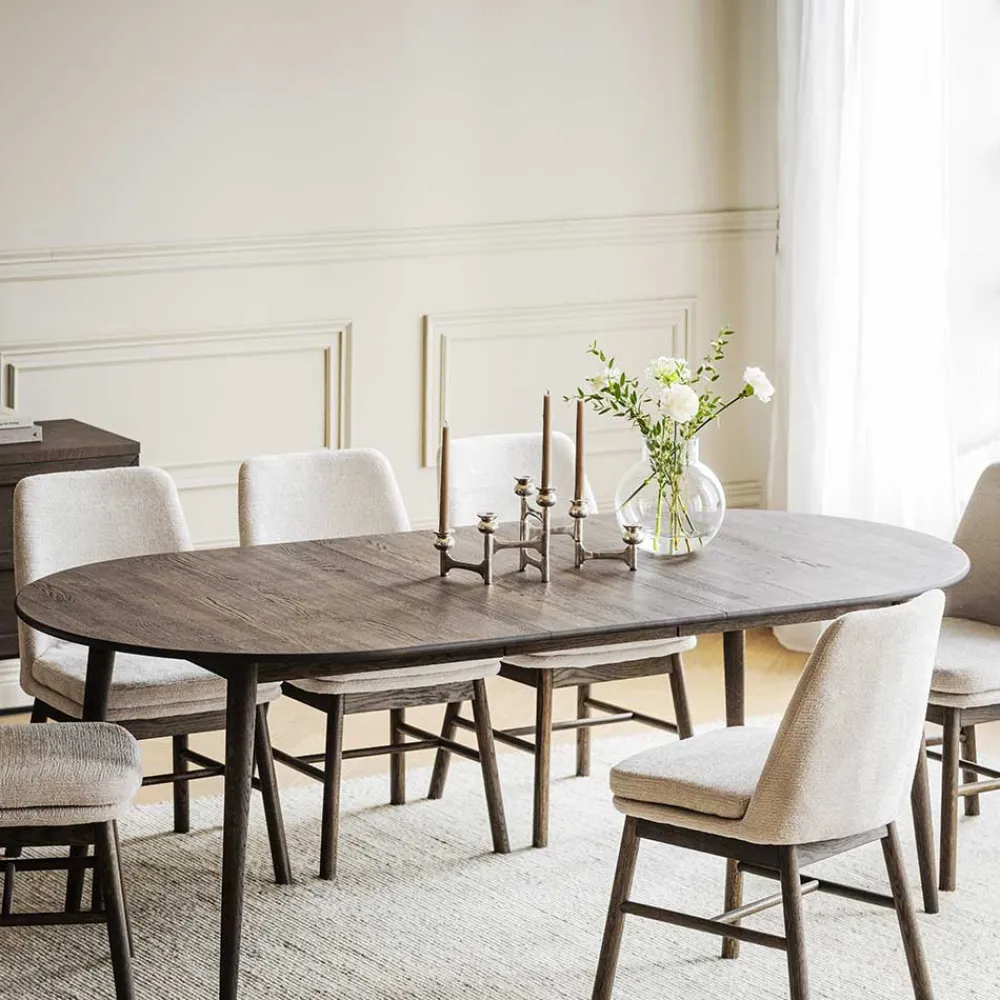 Wohnen Küchentische|Skandinavische Möbel*Ovaler Ausziehtisch in Eiche Dunkel - Relencia