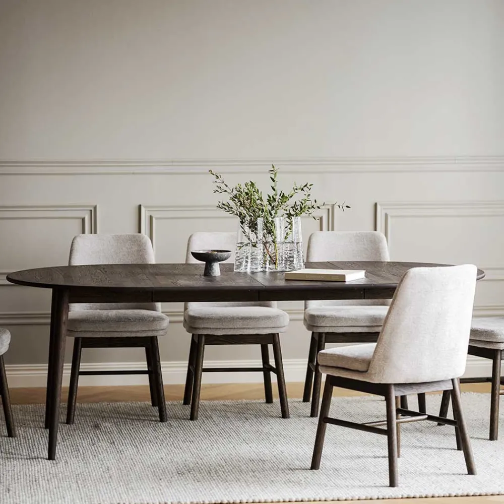 Wohnen Küchentische|Skandinavische Möbel*Ovaler Ausziehtisch in Eiche Dunkel - Relencia