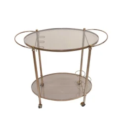 Wohnen Braune Möbel|Glasmöbel*Ovaler Barwagen mit Glas Twinta & Metall Bronzefarben