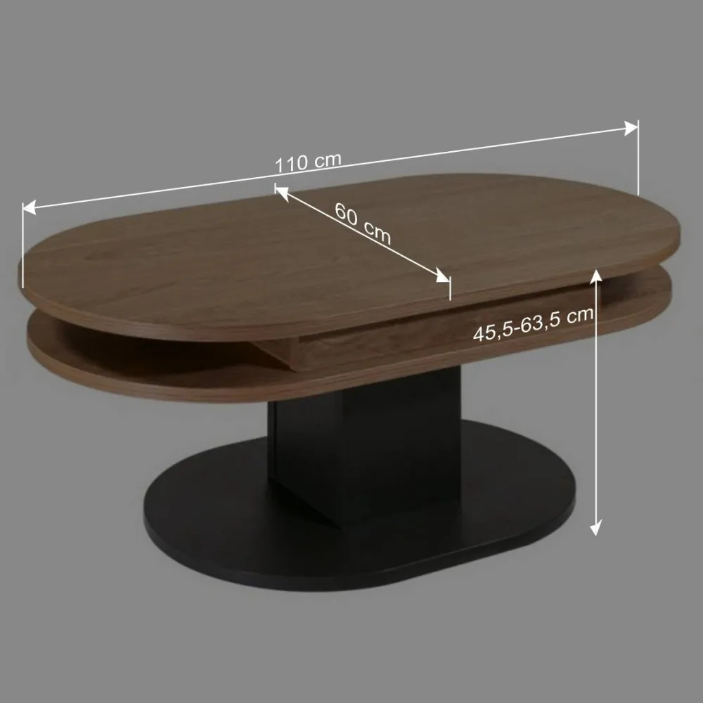 Wohnen Ovaler Couchtisch höhenverstellbar - Padmas