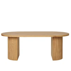 Wohnen Ovaler Couchtisch in Eiche Holzoptik - Saracan