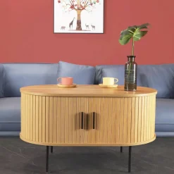 Wohnen Skandinavische Möbel|Couchtisch*Ovaler Couchtisch mit Stauraum - Barnetta