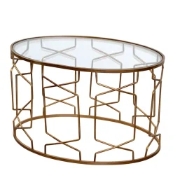 Wohnen Ovaler Design Couchtisch aus Klarglas - Arsenal