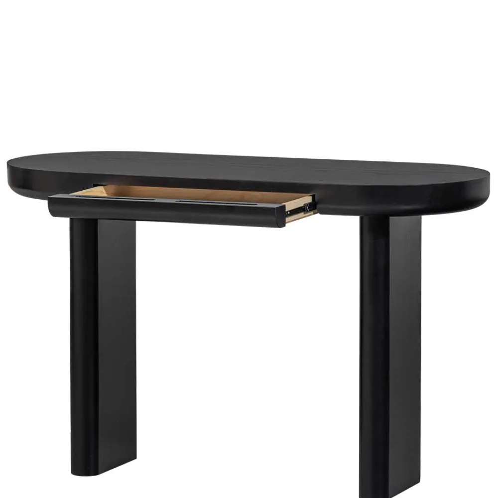 Kinder Wohnen Ovaler Design Schreibtisch in Schwarz Holzoptik - Belinda