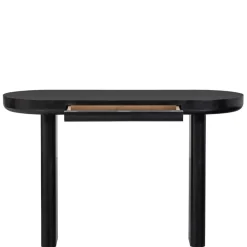 Kinder Wohnen Ovaler Design Schreibtisch in Schwarz Holzoptik - Belinda