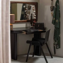 Kinder Wohnen Ovaler Design Schreibtisch in Schwarz Holzoptik - Belinda