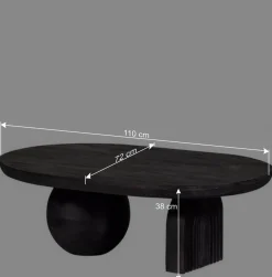 Wohnen Ovaler Design-Couchtisch in Schwarz - Islando