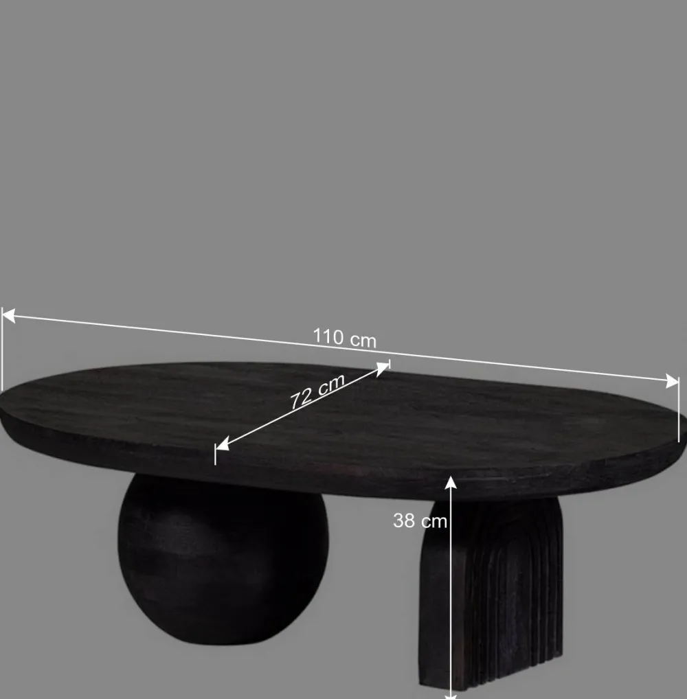 Wohnen Ovaler Design-Couchtisch in Schwarz - Islando