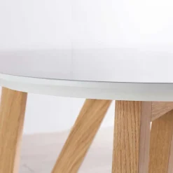 Wohnen Küchentische|Skandinavische Möbel*Ovaler Designtisch in Weiß & Eichefarben - Calypso