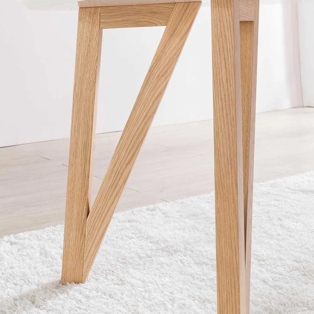 Wohnen Küchentische|Skandinavische Möbel*Ovaler Designtisch in Weiß & Eichefarben - Calypso