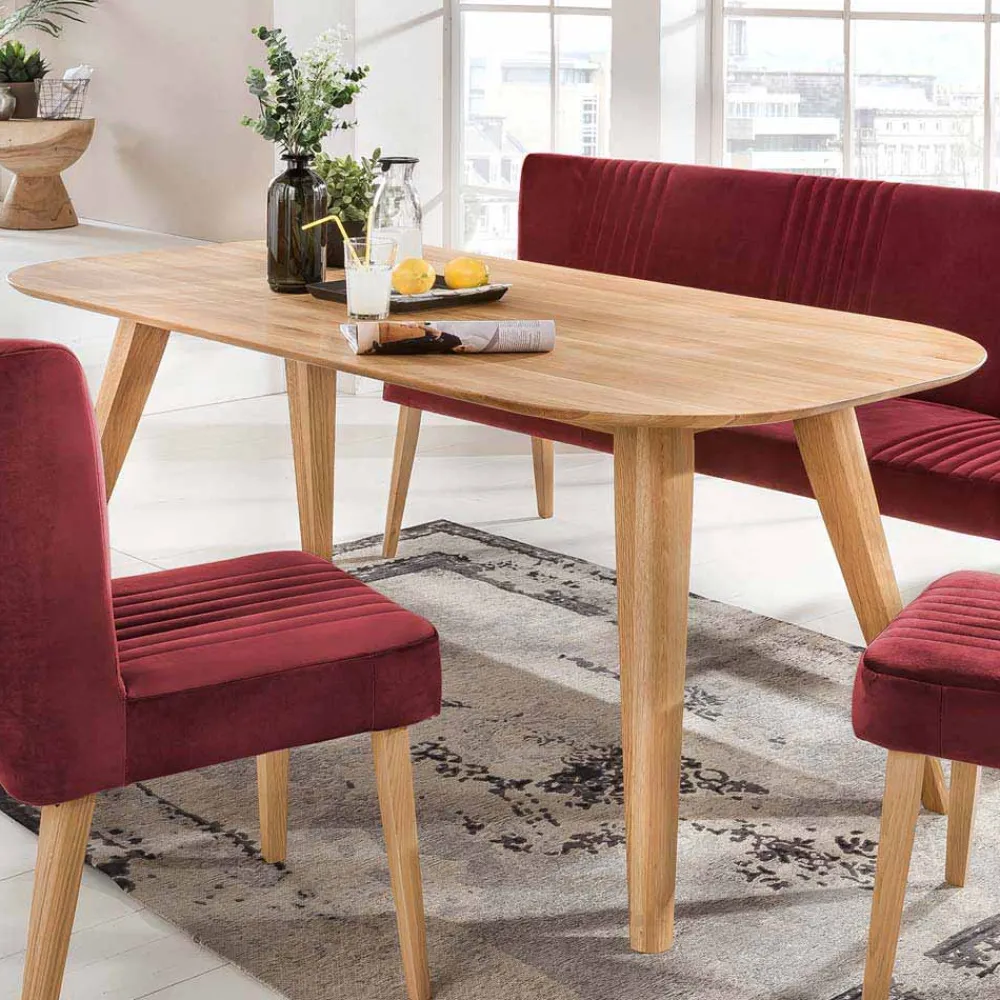 Wohnen Massivholzmöbel|Küchentische*Ovaler Eichentisch Kathyn im Retro Design