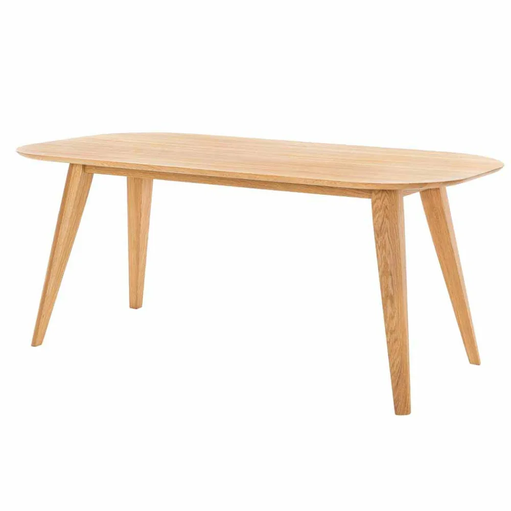 Wohnen Massivholzmöbel|Küchentische*Ovaler Eichentisch Kathyn im Retro Design