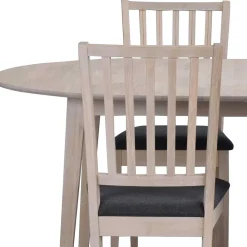 Wohnen Ovaler Esstisch Eiche White Wash & 4 Stühle Pessoa mit Webstoff Grau (fünfteilig)