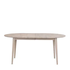 Wohnen Ovaler Esstisch Eiche White Wash & 4 Stühle Pessoa mit Webstoff Grau (fünfteilig)