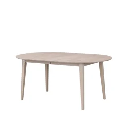 Wohnen Ovaler Esstisch Eiche White Wash & 4 Stühle Pessoa mit Webstoff Grau (fünfteilig)