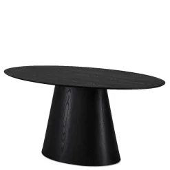 Wohnen Esszimmertische|Skandinavische Möbel*Ovaler Esszimmertisch in Schwarz Eiche - Vuschea