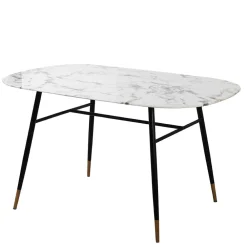 Wohnen Ovaler Retro Esstisch in Marmoroptik - Little