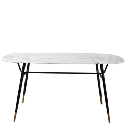 Wohnen Ovaler Retro Esstisch in Marmoroptik - Little