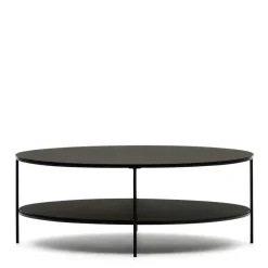 Wohnen Ovaler Sofatisch aus Glas und Metall - Calama