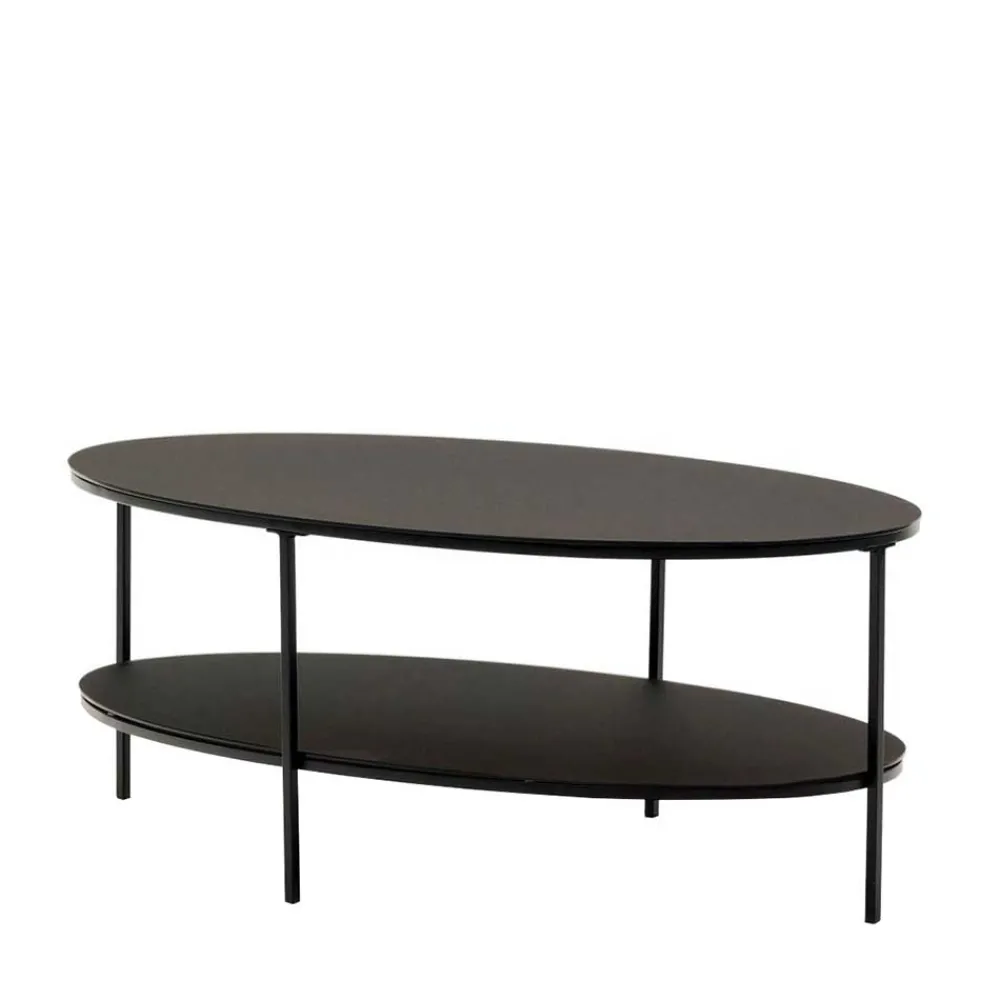 Wohnen Ovaler Sofatisch aus Glas und Metall - Calama