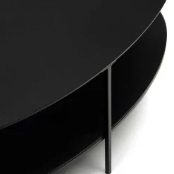 Wohnen Ovaler Sofatisch aus Glas und Metall - Calama