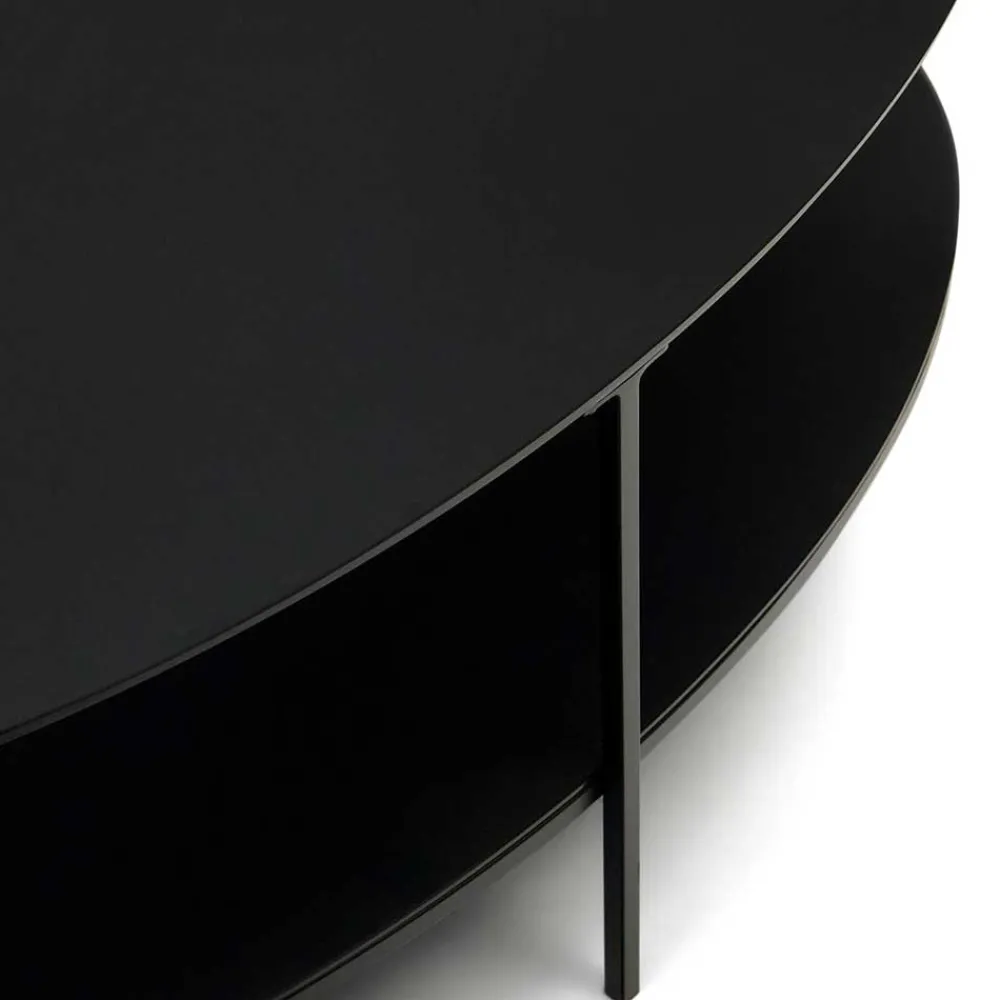 Wohnen Ovaler Sofatisch aus Glas und Metall - Calama