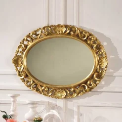 Wohnen Ovaler Spiegel mit goldenem Rahmen - Carlenna