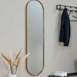 Wohnen Ovaler Wandspiegel in Gold - Bali