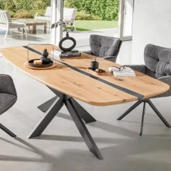 Wohnen Loft Möbel|Industrial Möbel*Ovaler Wildeichetisch mit Epoxid-Harz-Einlage - Tyvoria