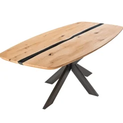 Wohnen Loft Möbel|Industrial Möbel*Ovaler Wildeichetisch mit Epoxid-Harz-Einlage - Tyvoria