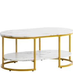 Wohnen Ovaler Wohnzimmertisch im Marmor Look - Narkus