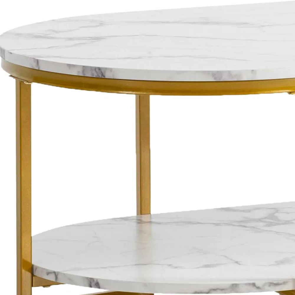 Wohnen Ovaler Wohnzimmertisch im Marmor Look - Narkus